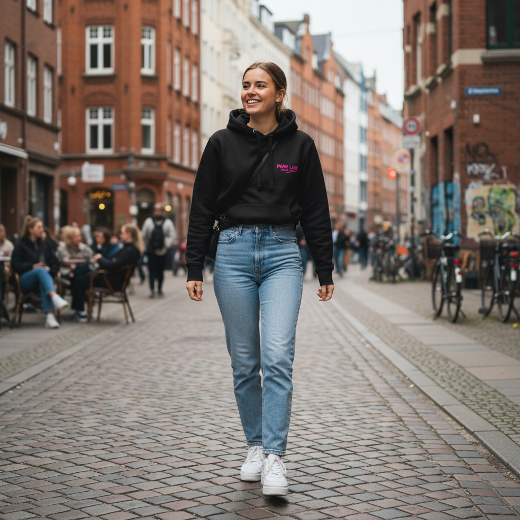 Pawline Gestickt Hoodie - Premium Unisex Kapuzenpullover mit Stickerei | Pawline