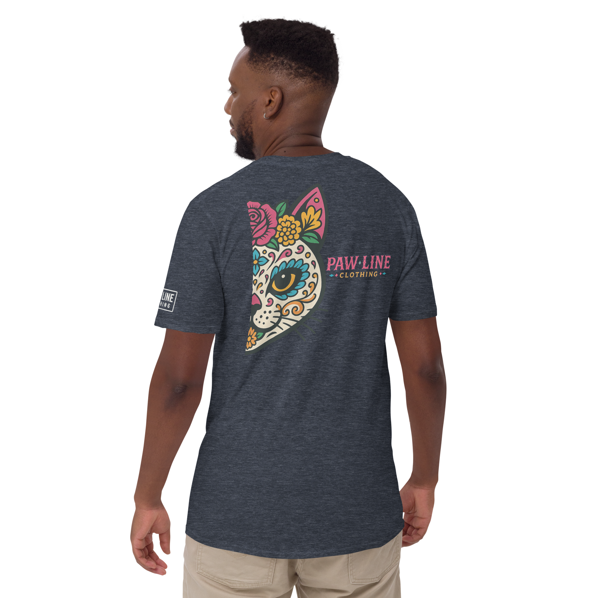 Sugar Skull Cat T-Shirt - Dia de los Muertos Katzen Design | Paw Line T-SHIRT