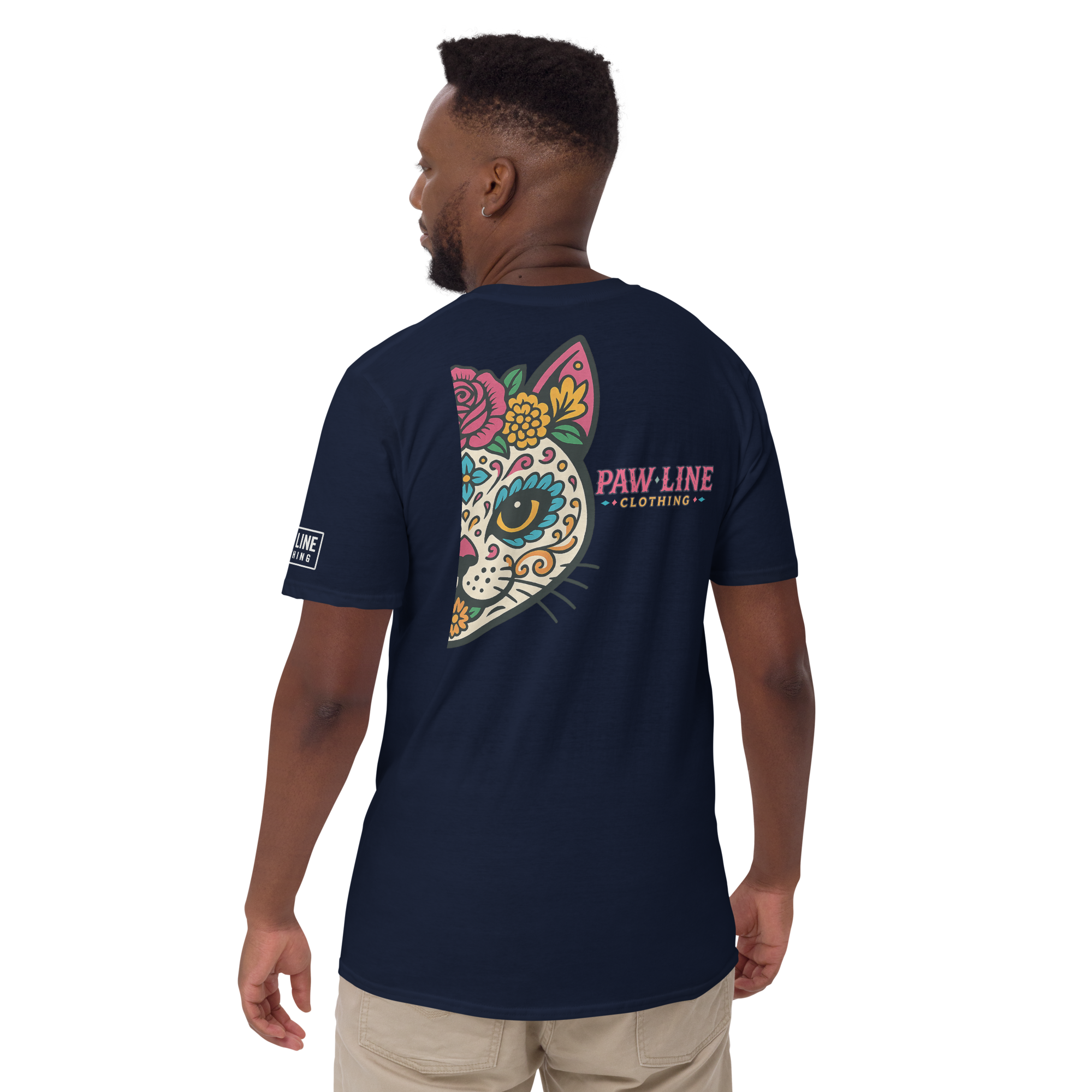 Sugar Skull Cat T-Shirt - Dia de los Muertos Katzen Design | Paw Line T-SHIRT