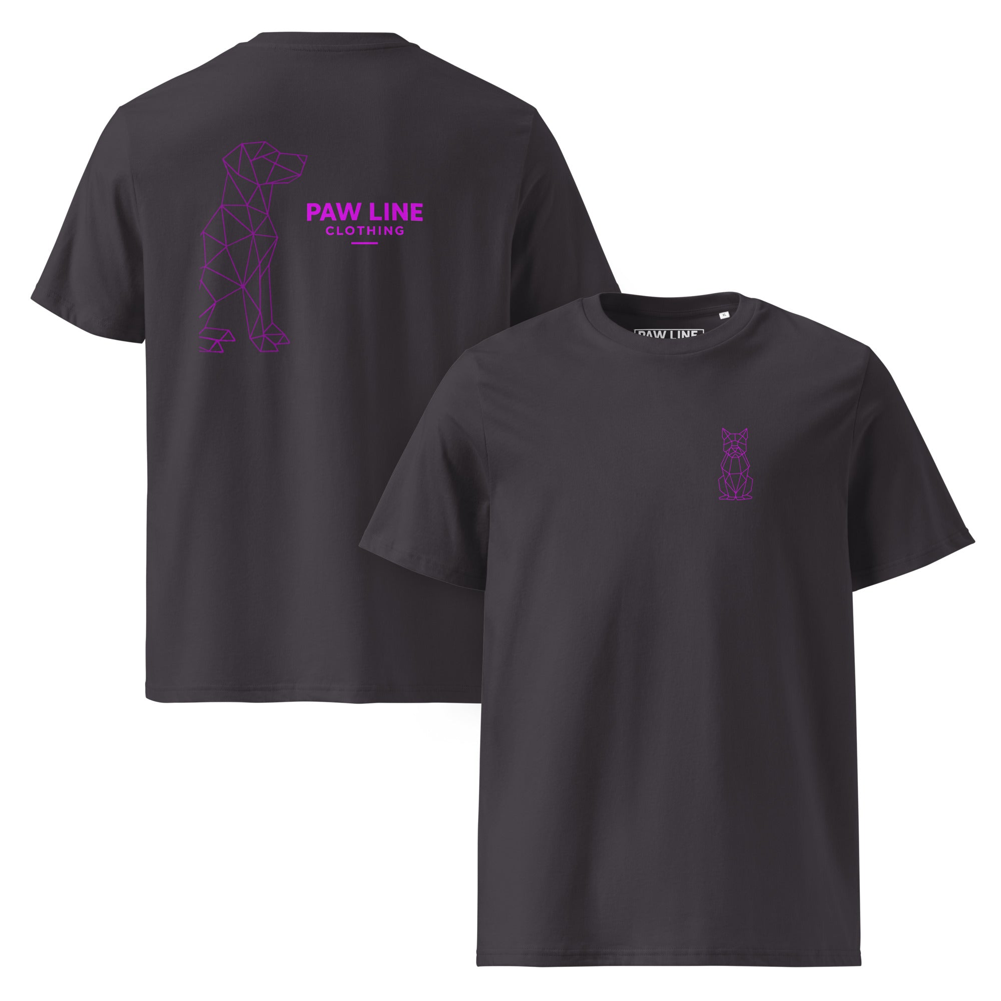 Geometric DOG Dark/Pink - Modernes Bio-Baumwoll T-Shirt für Hundeliebhaber | Pawline T-SHIRT