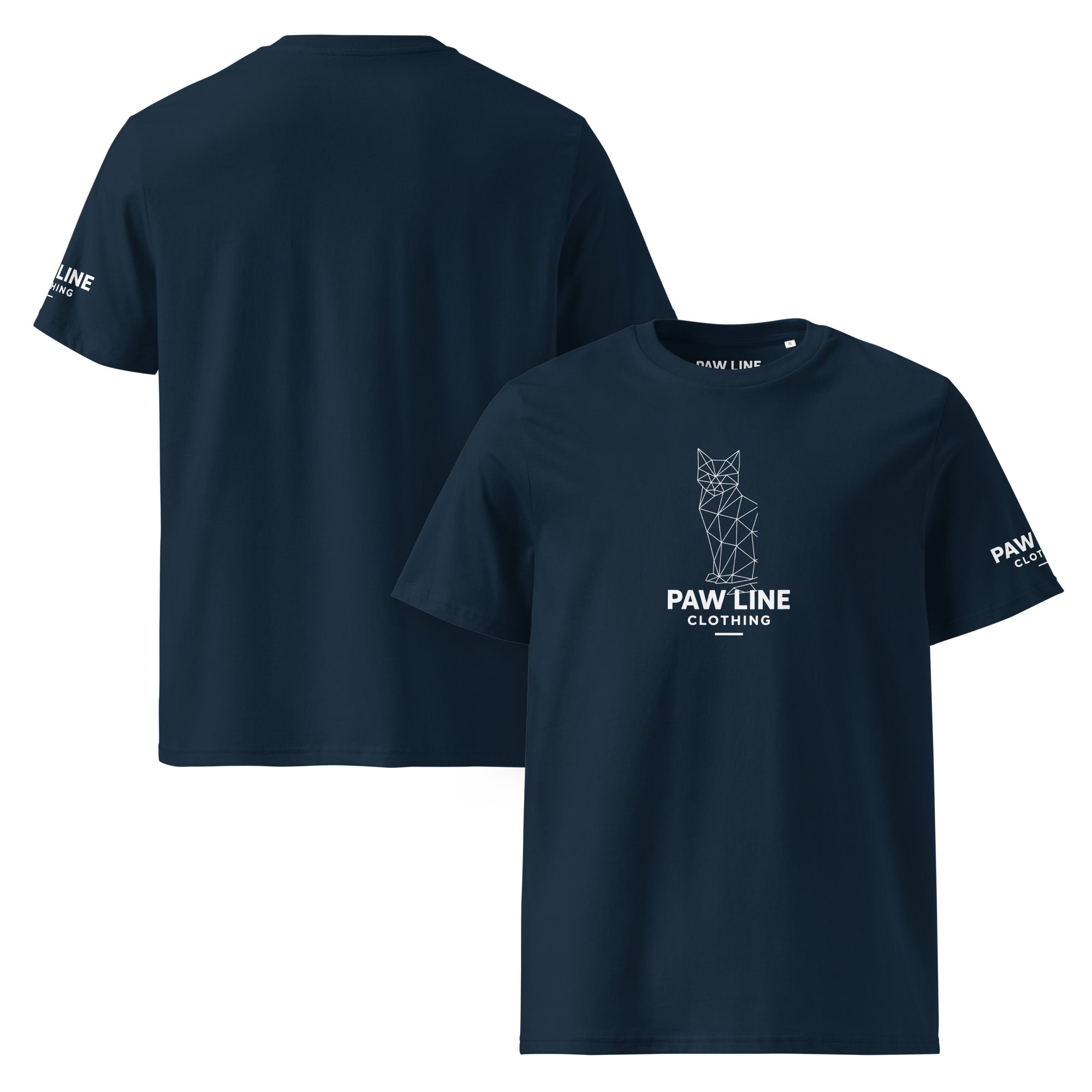 Geometric CAT Front - Modernes Bio-Baumwoll T-Shirt mit Katzen-Design | Pawline