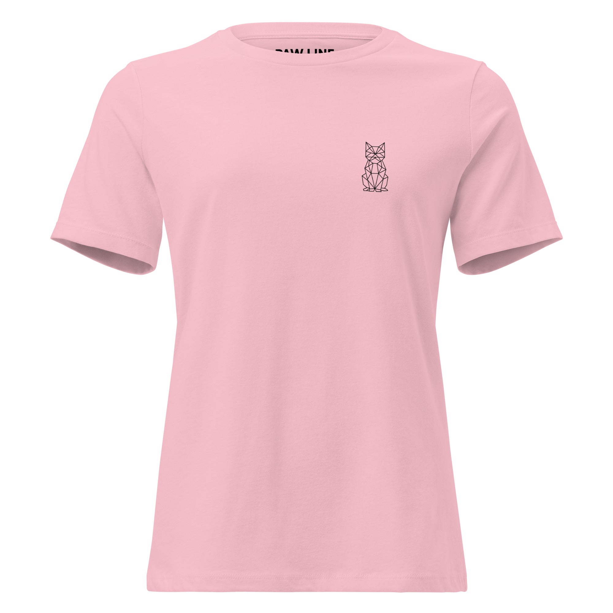 Geometric Cat Damen T-Shirt - Minimalistisches Katzen-Design Lockerer Schnitt | Pawline
