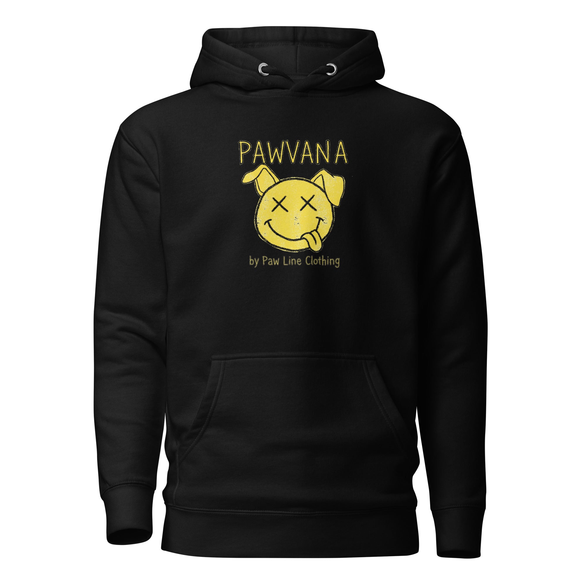 Pawvana Grunge Hoodie – 90s Nirvana Style Unisex Kapuzenpullover Hoodie Frontansicht