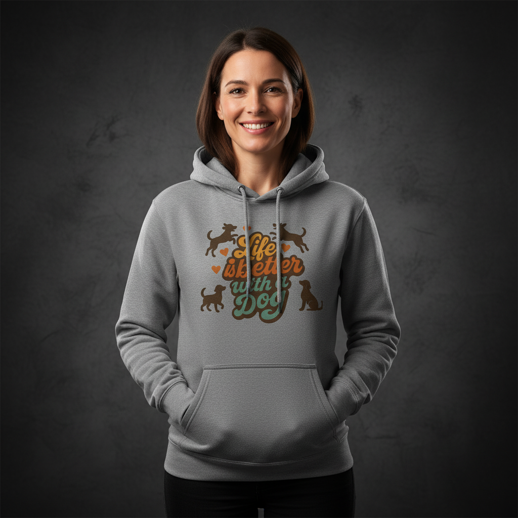 Life is Better with a Dog Hoodie - Unisex Kapuzenpullover | Paw Line Hoodie Hundeliebhaber