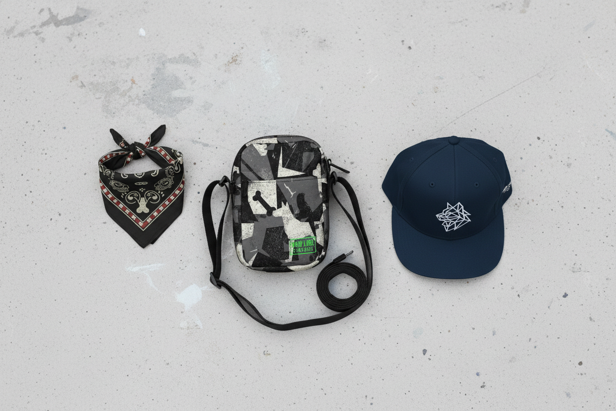 Accessoires Flatlay ohne bunte Tasche