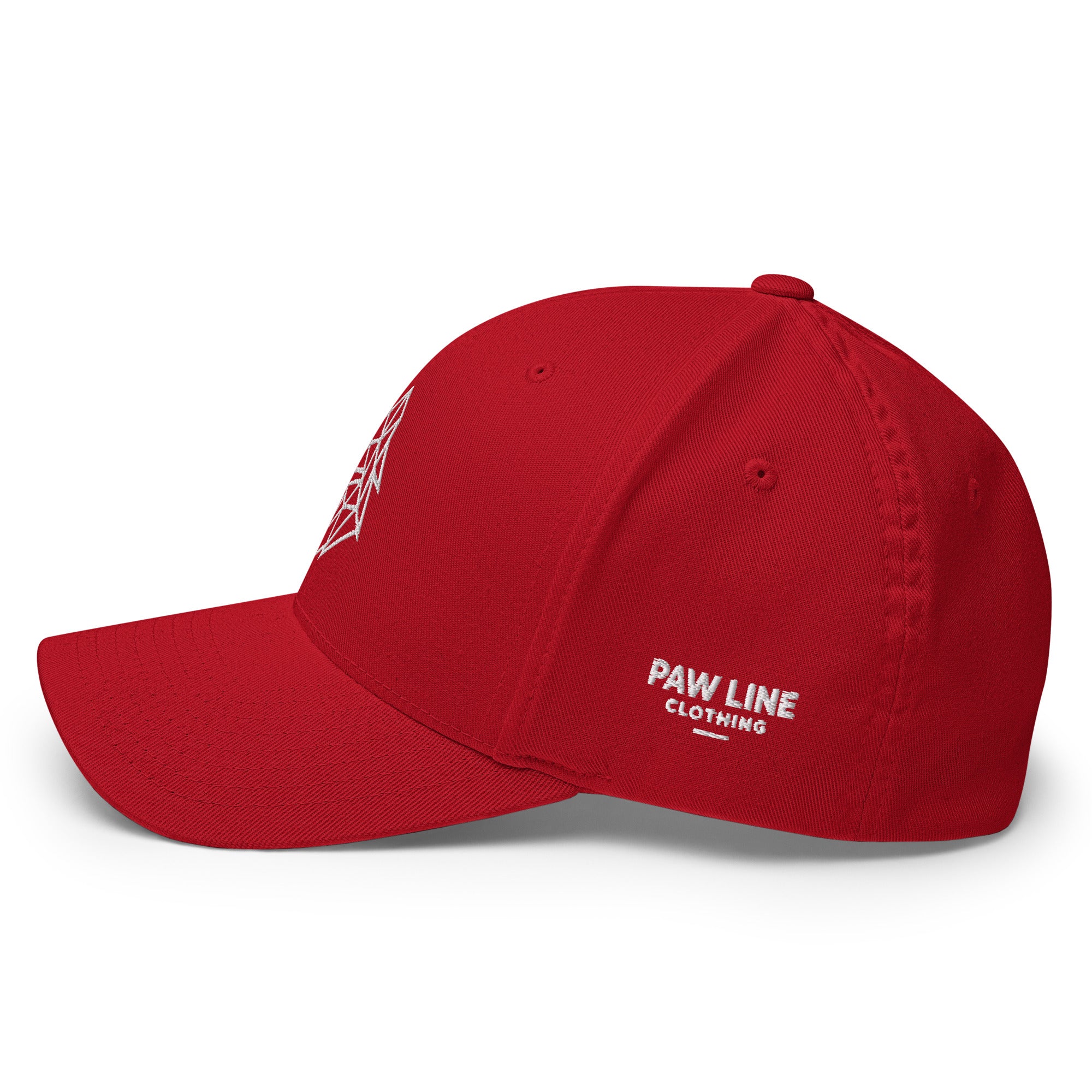 Flexfit Geo Cap in Rot mit „PAW LINE CLOTHING“ Schriftzug