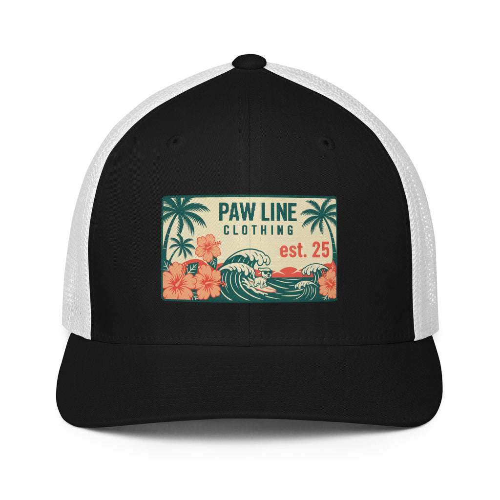Trucker-Cap schwarz mit weißem Netz, Logo-Patch „PAW LINE“