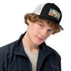 Getragene Trucker-Cap schwarz-weiß mit „PAW LINE“ Logo-Patch