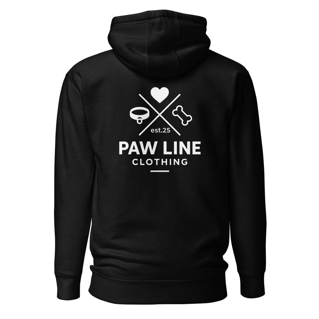Basic X Hoodie - Dunkler Unisex Kapuzenpullover mit weißem Logo | Pawline