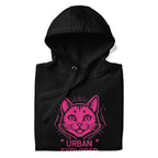 Urban Explorer Cat Hoodie Schwarz Frontansicht Geometrisches Motiv Unisex