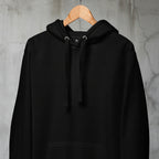 Premium-Hoodie, schwarz, Kapuze mit Kordeln und Kängurutasche