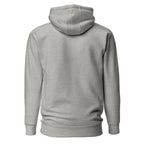 Grauer Hoodie mit Kapuze, Rückansicht ohne sichtbaren Print