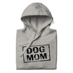 Grauer Unisex-Hoodie mit Kapuze und Logo „DOG MOM“