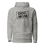 Unisex-Hoodie in Carbon Grey, Rückansicht mit Kapuze und Print „DOG MOM“