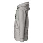Unisex-Hoodie in Carbon Grey mit Kapuze und Kängurutasche, Seitenansicht