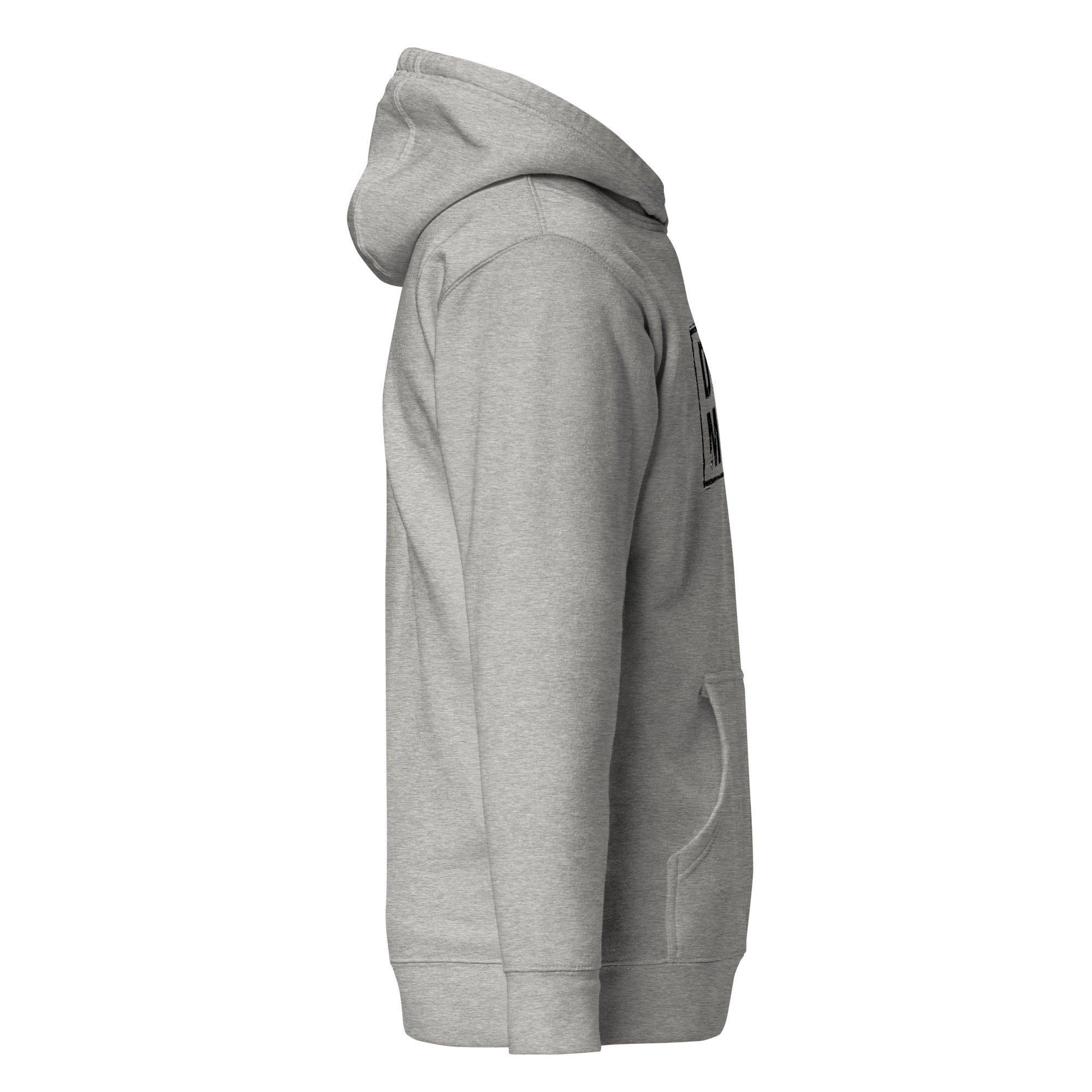 Grauer Unisex-Hoodie mit Kapuze und Kängurutasche, Aufdruck „DOG MOM“