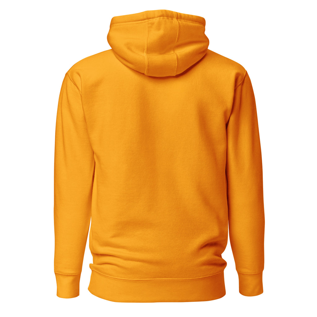 Goldener Hoodie mit Kapuze, Rückansicht ohne sichtbaren Print