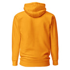 Goldener Hoodie mit Kapuze, Rückansicht ohne sichtbaren Print