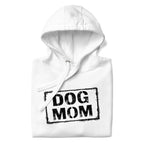 Weißer Unisex-Hoodie mit Kapuze und Logo „DOG MOM“