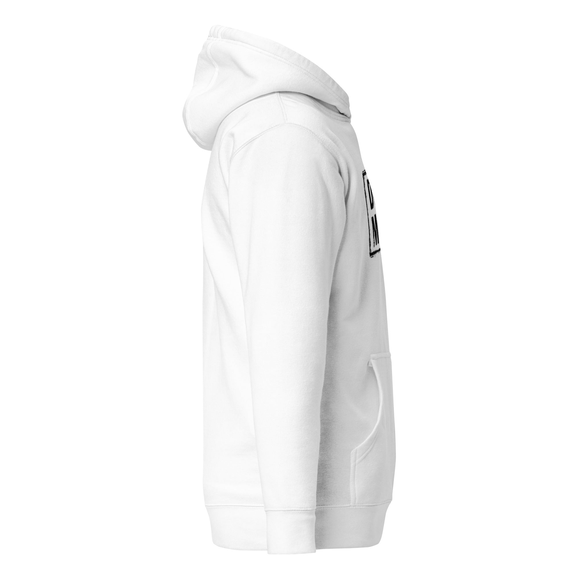Weißer Unisex-Hoodie mit Kapuze und Kängurutasche, Aufdruck „DOG MOM“