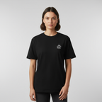 Schwarzes Bio-Baumwoll-T-Shirt mit kleinem Brustprint und Rundhalsausschnitt