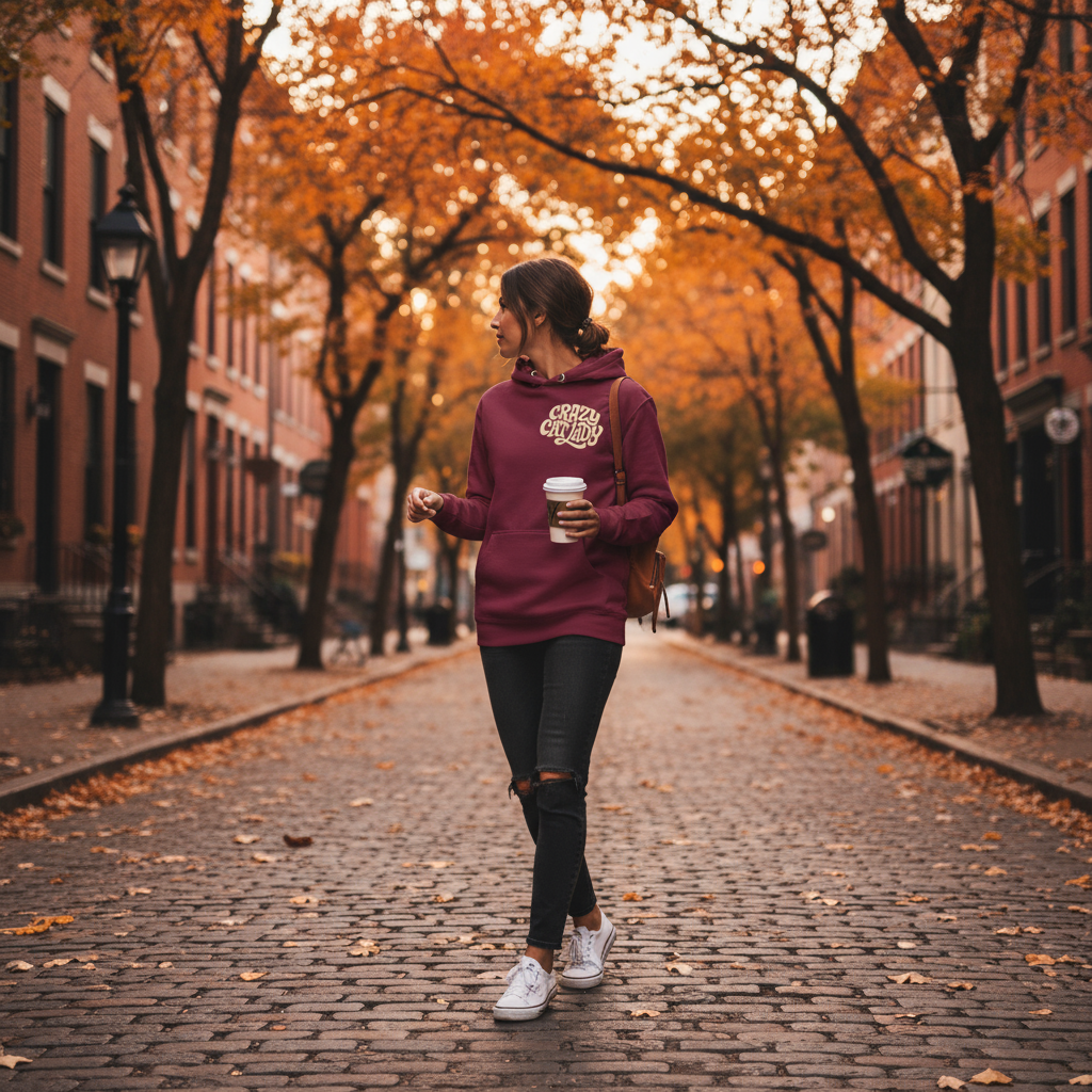 Crazy Cat Lady Hoodie - Unisex Kapuzenpullover für Katzenliebhaber | Paw Line T-SHIRT