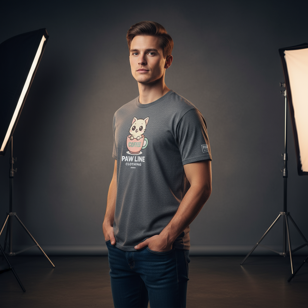 Cute Cat T-Shirt - Süßes Kurzarm Unisex Katzen-Shirt | Paw Line T-SHIRT