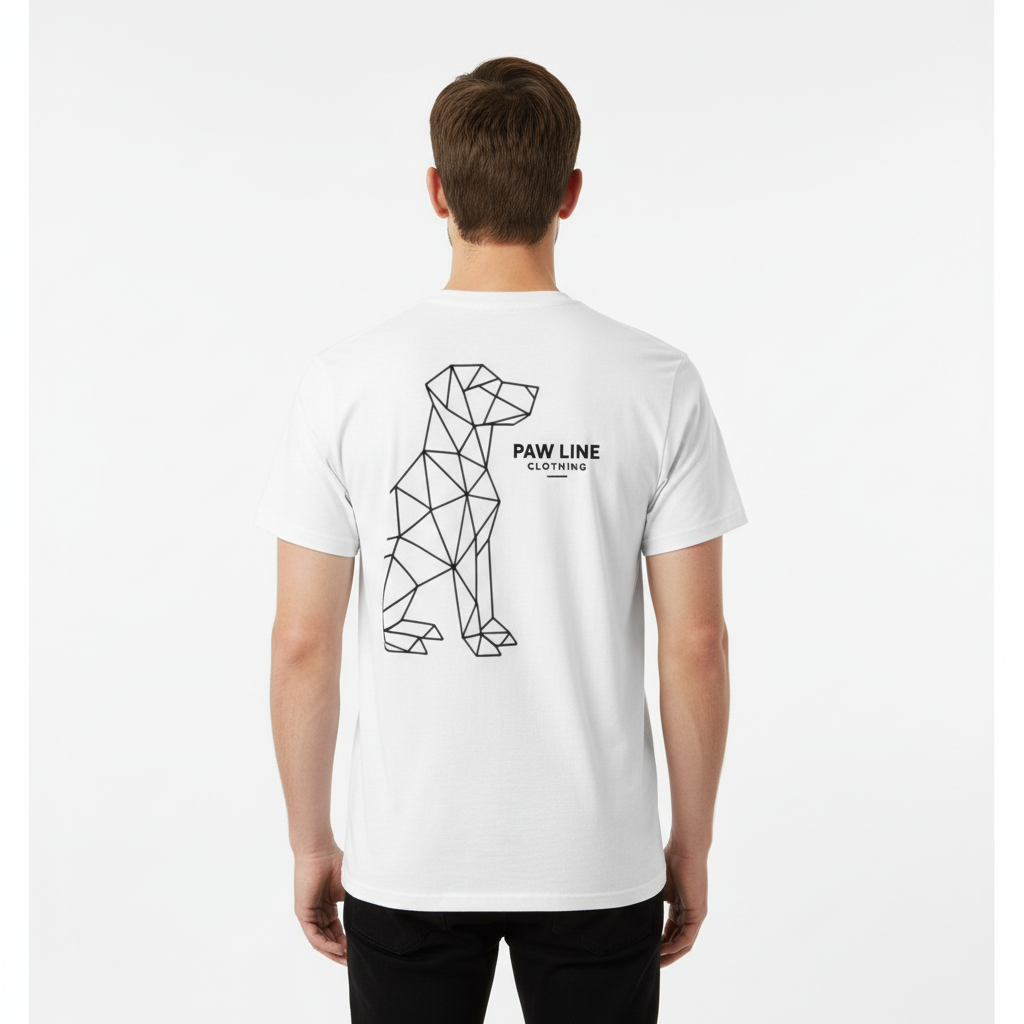 Geometric DOG Back - Modernes Bio-Baumwoll T-Shirt mit Rücken-Design | Pawline Bio T-Shirt Unisex