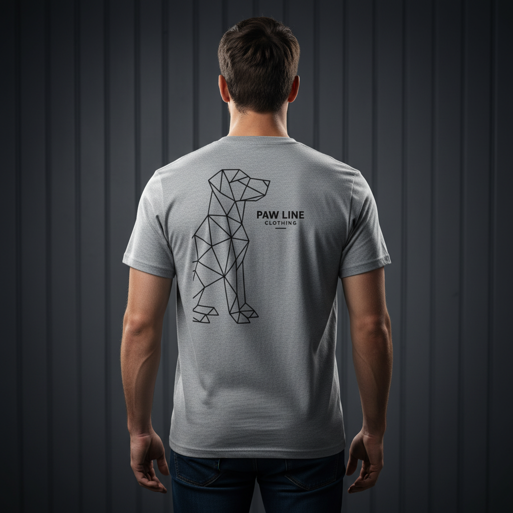 Geometric DOG Back - Modernes Bio-Baumwoll T-Shirt mit Rücken-Design | Pawline Bio T-Shirt Unisex