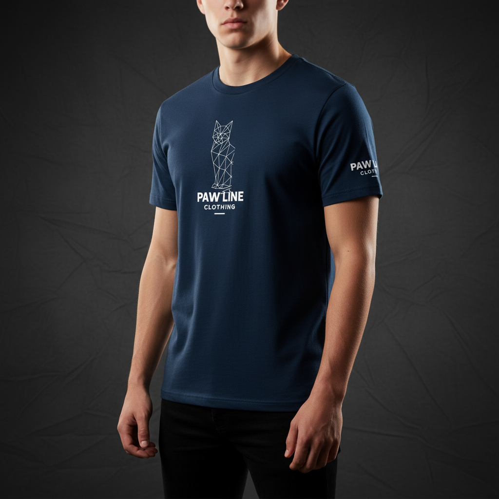 Geometric CAT Front - Modernes Bio-Baumwoll T-Shirt mit Katzen-Design | Pawline Bio T-Shirt Unisex