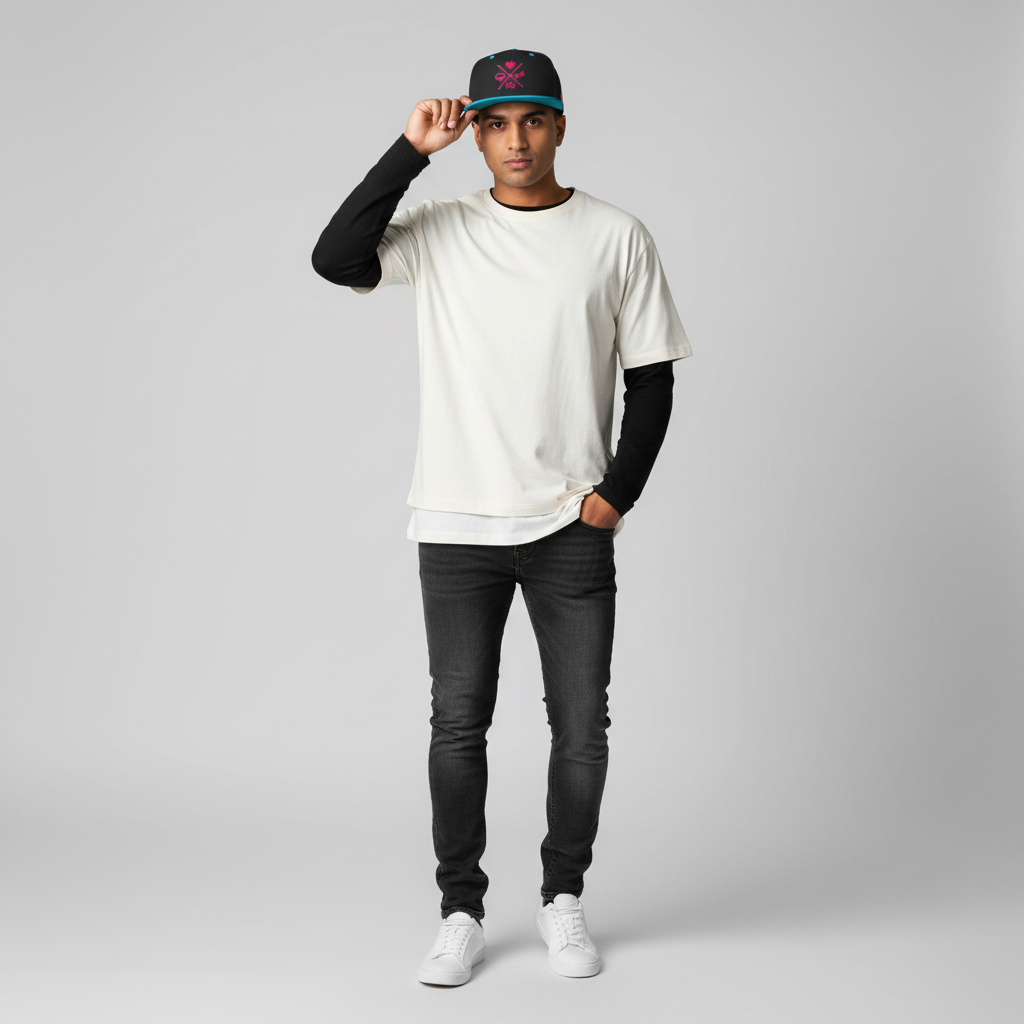 Snapback Cap Zweifarbig - X Logo Streetwear Kappe Unisex | Pawline