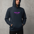 Kapuzensweatshirt in Dunkelblau mit Kängurutasche, Kordeln und Frontprint