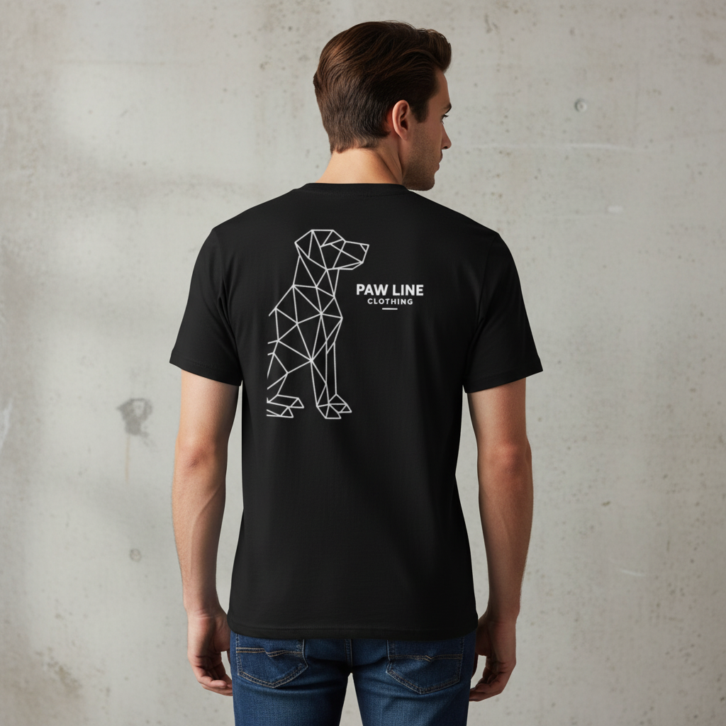 Geometric DOG Dark - Modernes Bio-Baumwoll T-Shirt für Hundeliebhaber | Pawline Bio T-Shirt Unisex