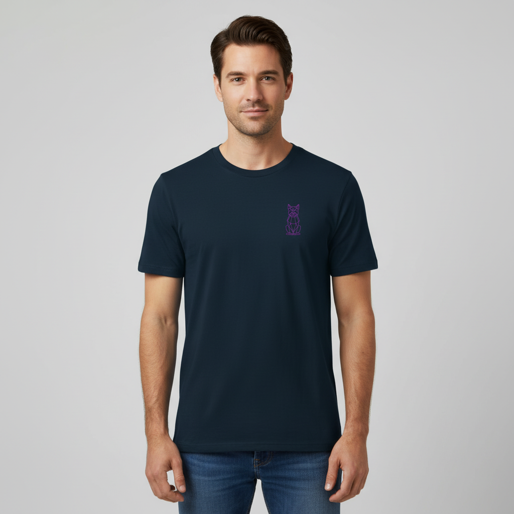 Geometric DOG Dark/Pink - Modernes Bio-Baumwoll T-Shirt für Hundeliebhaber | Pawline Bio T-Shirt Unisex