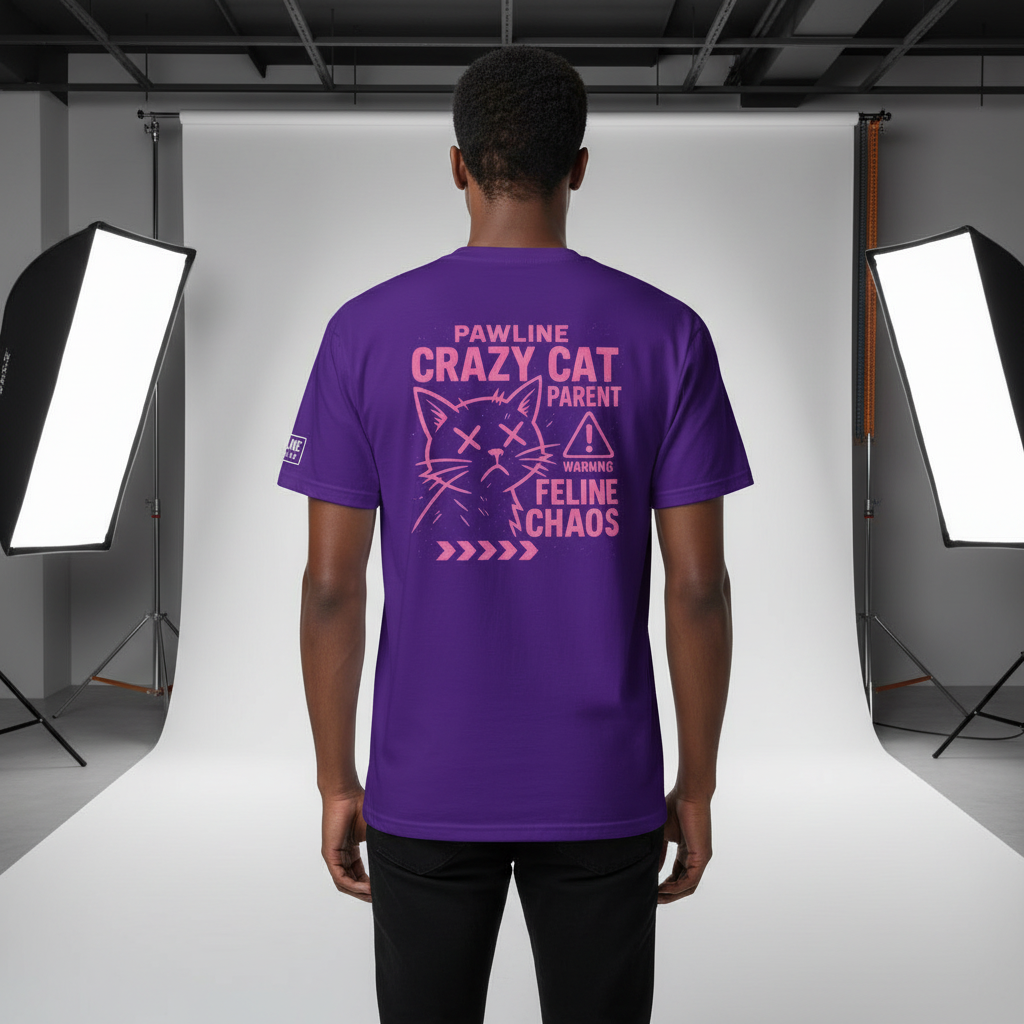 Crazy Cat - Lustiges Unisex T-Shirt für verrückte Katzenliebhaber | Pawline T-SHIRT
