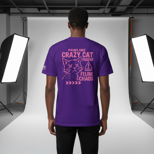 Crazy Cat - Lustiges Unisex T-Shirt für verrückte Katzenliebhaber | Pawline T-SHIRT