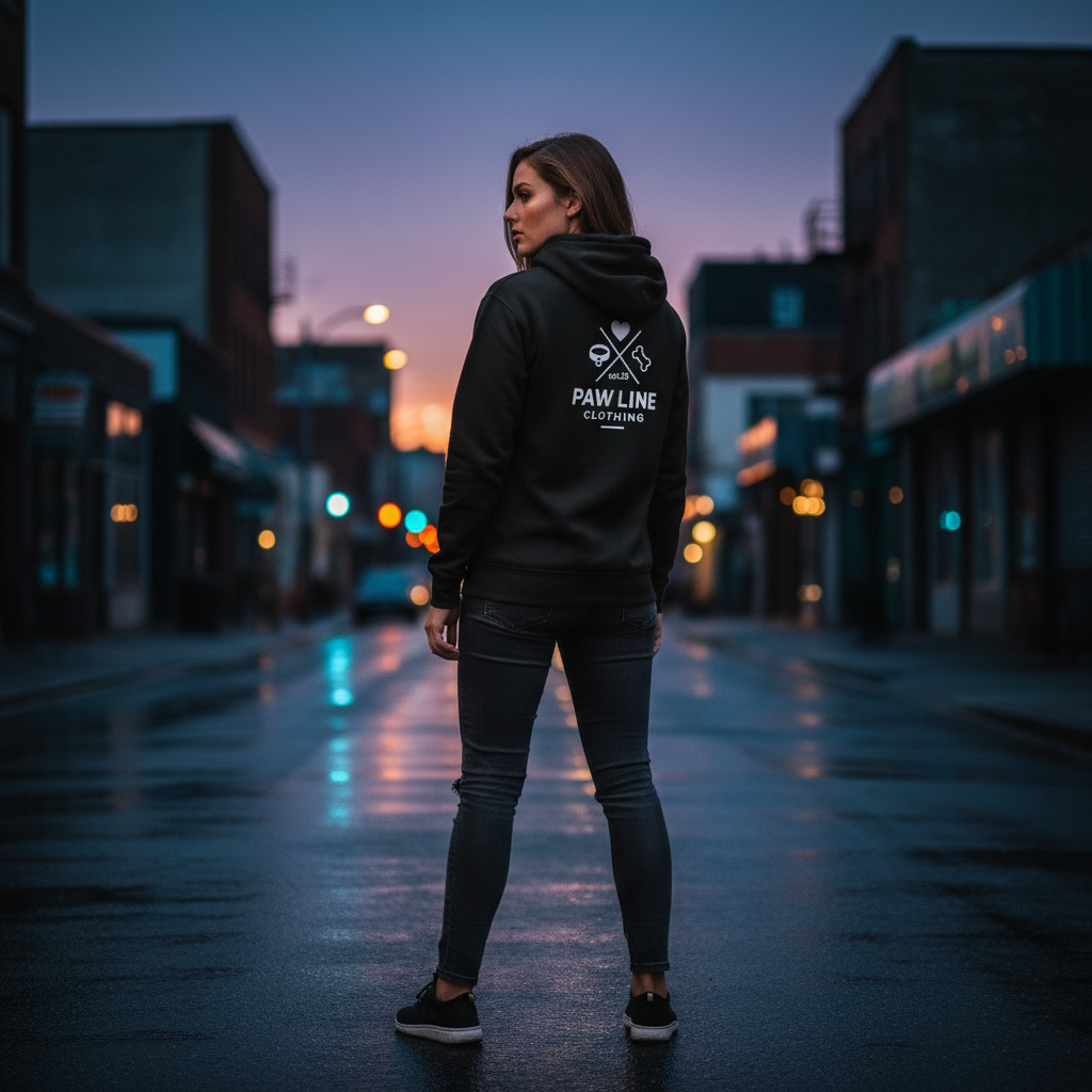 Basic X Hoodie - Dunkler Unisex Kapuzenpullover mit weißem Logo | Pawline