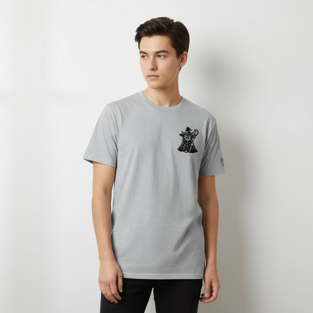 Cat Witch T-Shirt - Mystische Hexenkatze Halloween Design | Paw Line T-SHIRT