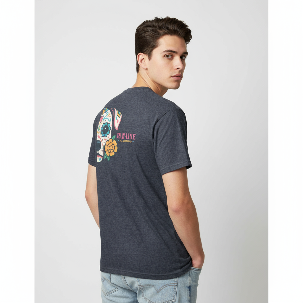 Sugar Skull Dog T-Shirt - Dia de los Muertos Hunde Design | Paw Line T-SHIRT