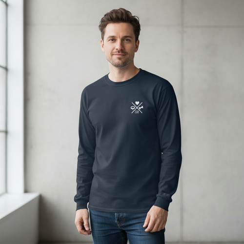 Basic X Herren-Langarmshirt Weiß - Minimalistisches Langarmshirt | Pawline