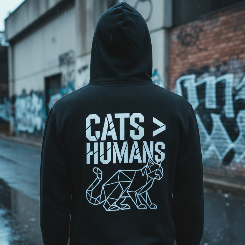 Katzen über Menschen Hoodie Urban Lifestyle Backprint