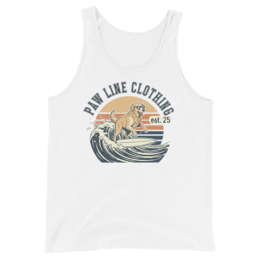 Weißes Herren-Tanktop mit großem Frontaufdruck und Rundhalsausschnitt