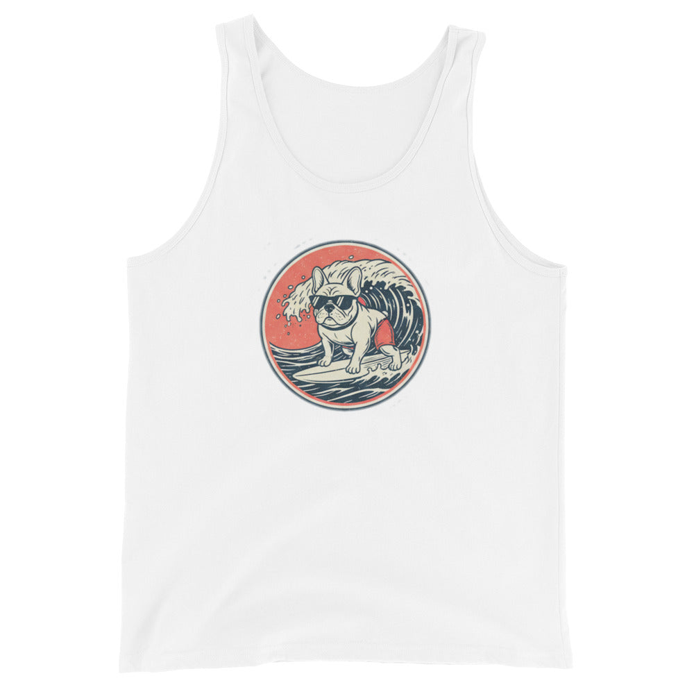 Weißes Tanktop mit rundem Hunde-Print auf der Vorderseite