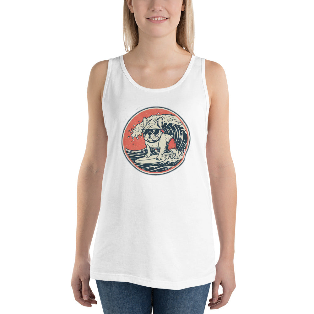 Weißes Tanktop mit rundem Hunde-Print auf der Vorderseite