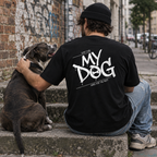 Schwarzes T-Shirt mit großem Rückseiten-Statement-Print „MY DOG“