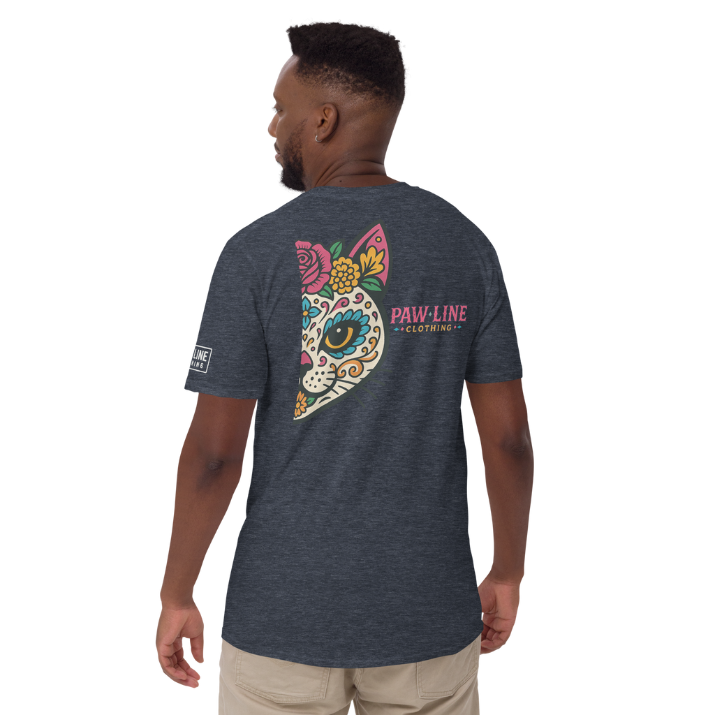 Sugar Skull Cat T-Shirt - Dia de los Muertos Katzen Design | Paw Line T-SHIRT