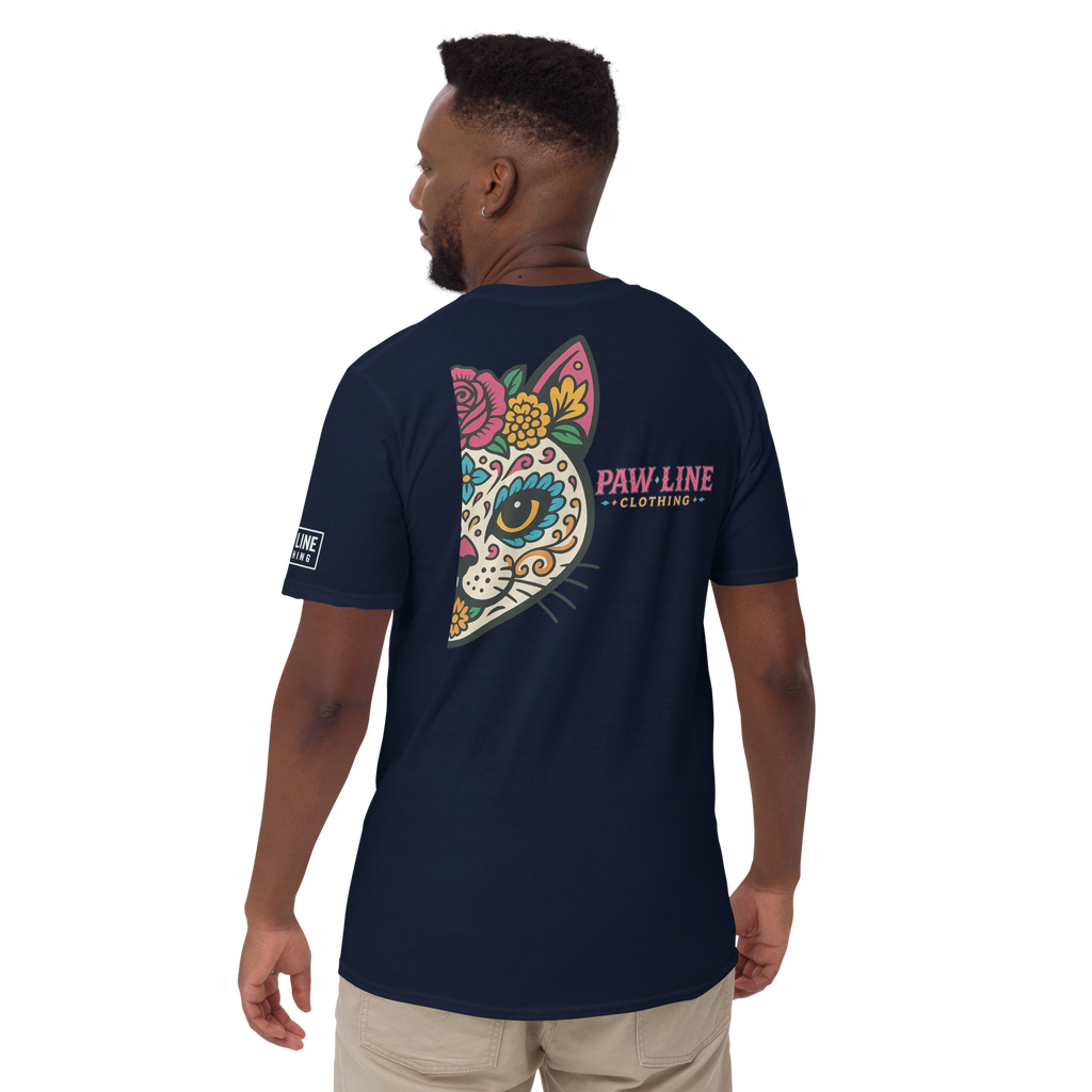 Sugar Skull Cat T-Shirt - Dia de los Muertos Katzen Design | Paw Line T-SHIRT