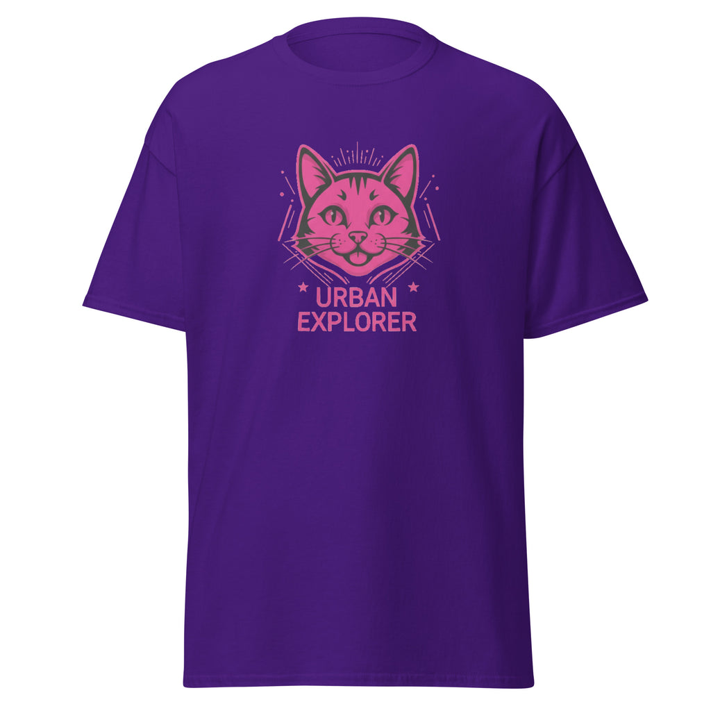Urban Explorer Cat T-Shirt Lila Frontansicht Premium Qualität