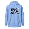 Himmelblauer Hoodie mit Reißverschluss, großer „DOG MOM“-Aufdruck hinten