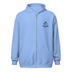 Himmelblauer Zip-Hoodie mit Kapuze und Frontreißverschluss, kleines Brustlogo „Paw Line“
